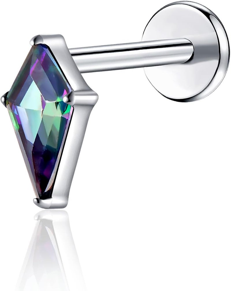 TOMIDES G23 Titanium Flat Back Earrings Studs 18g 16g F136 Implant Grade Titanium Labrets Press Fit Threadless Push In Dainty Cartilage Helix Conch Lobe Lip Tragus Piercing Jewelry - Image 1